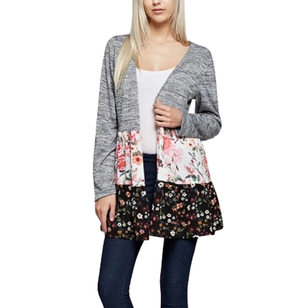 J Mode USA Floral Space Dye Cardigan